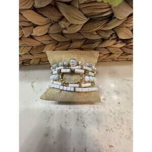 Kinsley Armelle Bracelets Set Of 6 White Gold Beads Stretch Standard Size